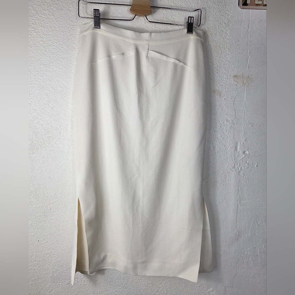 REISS - Roxanne Front Slit Pencil Skirt Cream Size 8